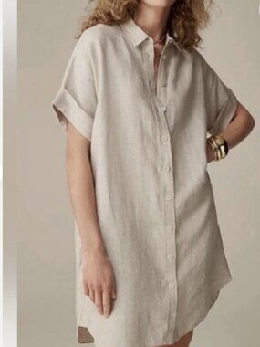 J.Crew Baird McNutt Dress Relaxed Short sleeve Irish Linen Oatmeal beige sz 3X